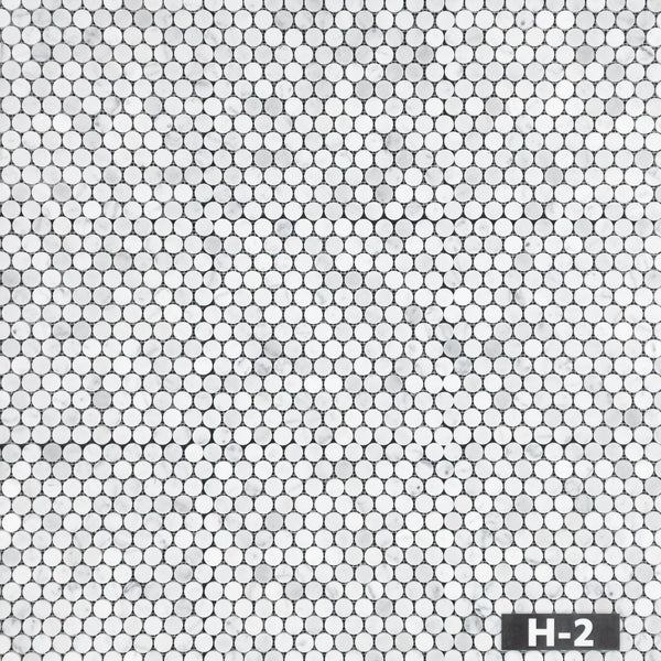 Bianco Carrara 1" Rounds Mosaic Honed