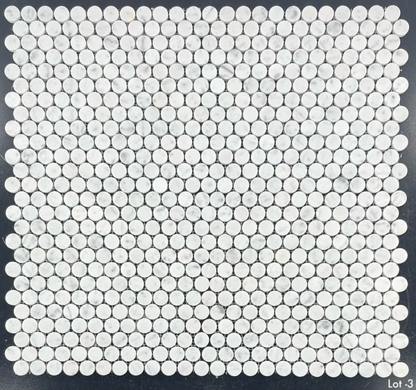 Bianco Carrara 1" Rondas Mosaico Pulido