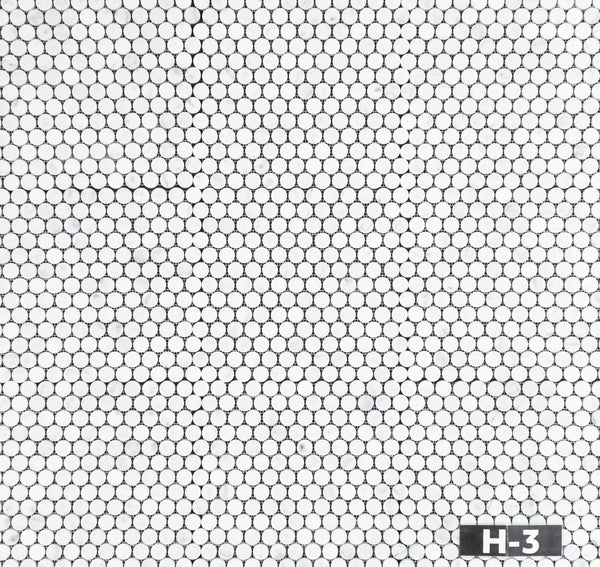 Bianco Carrara 1" Rounds Mosaic Honed