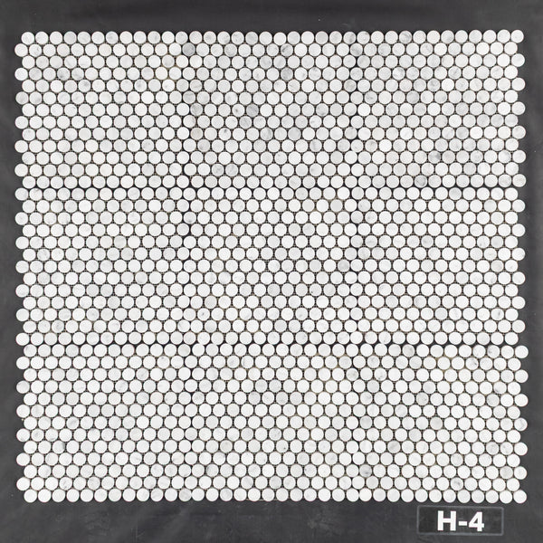 Bianco Carrara 1" Rondas Mosaico Pulido