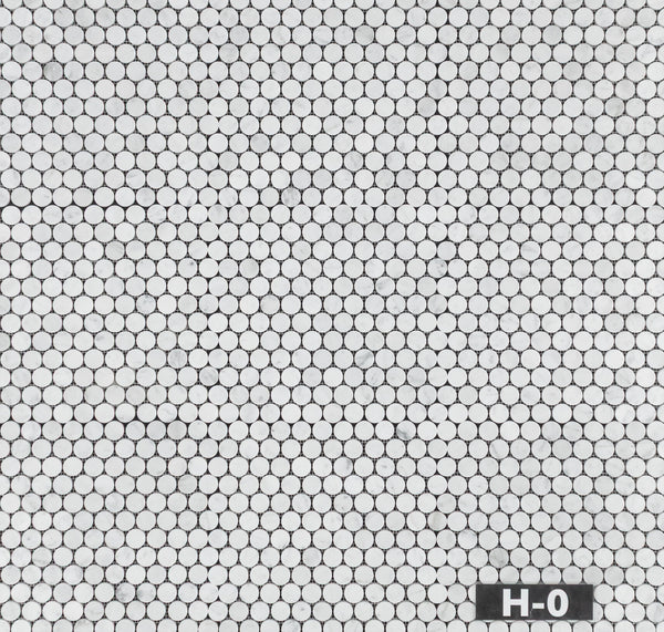Bianco Carrara 1" Rounds Mosaic Honed
