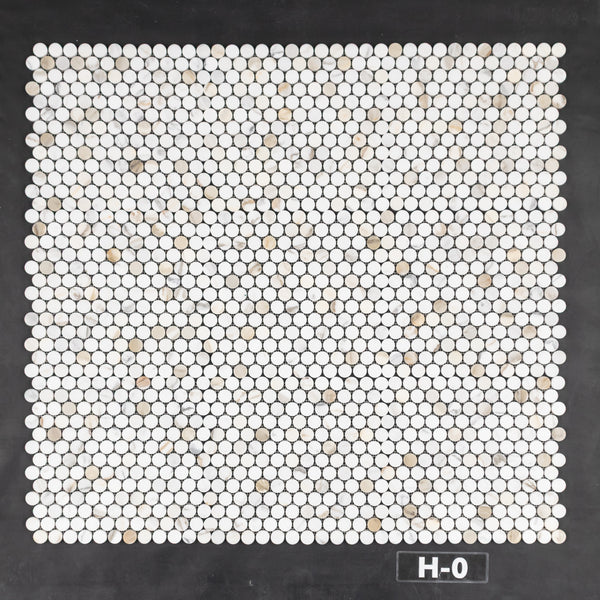 Calacatta Gold 1" Rounds Mosaic Honed