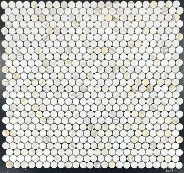 Mosaico redondo Calacatta Gold de 1" pulido