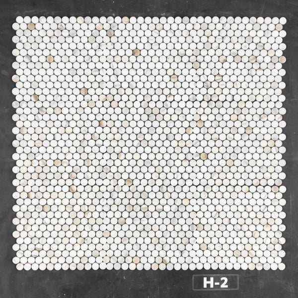 Calacatta Gold 1" Rounds Mosaic Honed - Elon Tile & Stone