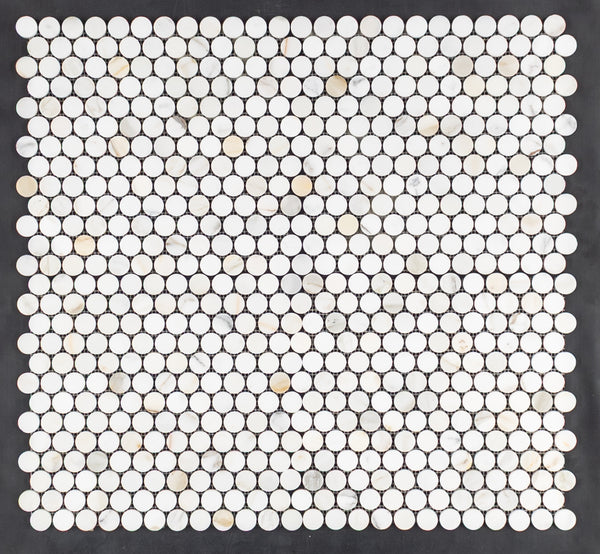 Calacatta Gold 1" Rounds Mosaic Honed