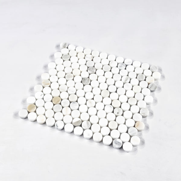 Calacatta Gold 1" Rounds Mosaic Honed - Elon Tile & Stone