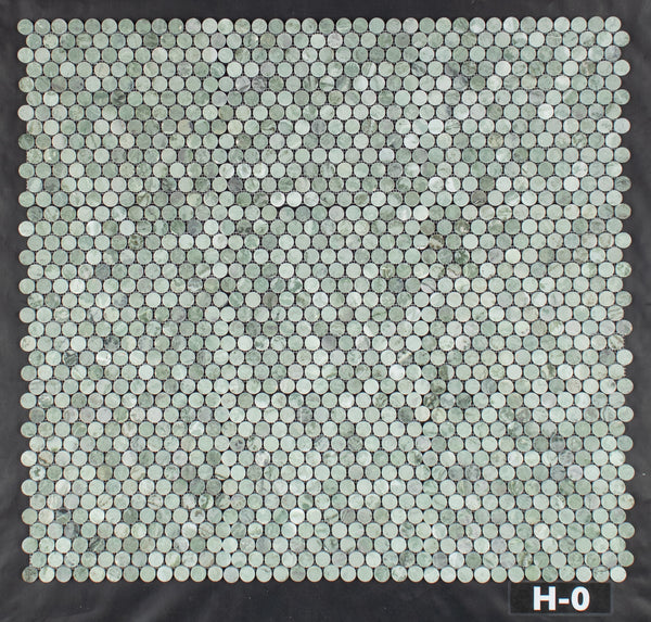 Mosaico redondo verde esmeralda de 1" pulido