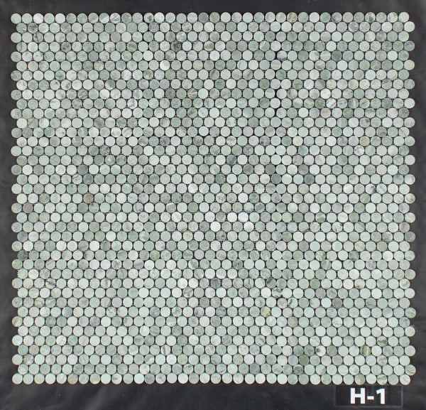 Mosaico redondo verde esmeralda de 1" pulido