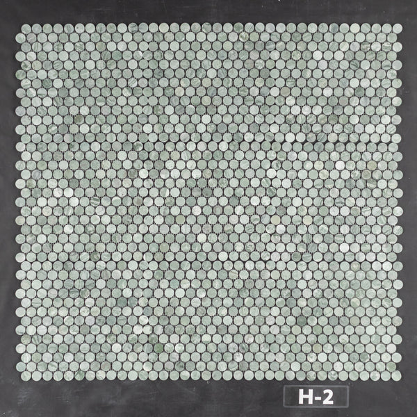 Mosaico redondo verde esmeralda de 1" pulido