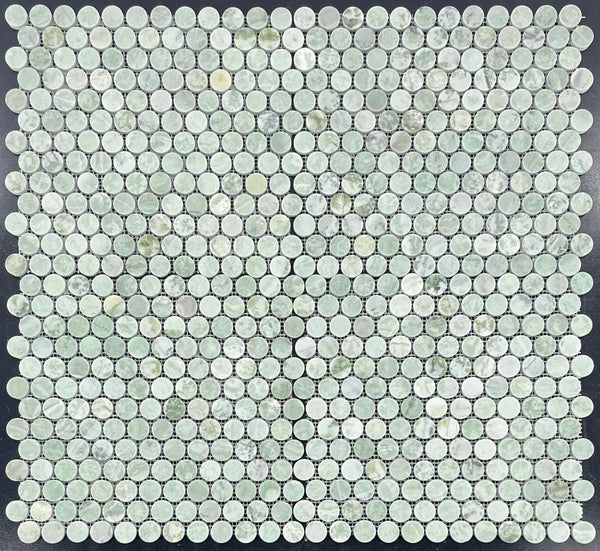 Mosaico redondo verde esmeralda de 1" pulido