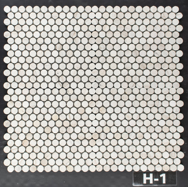 Vena D'Oro 1" Rounds Mosaic Honed