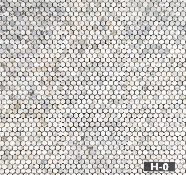Calacatta Green 1" Rounds Mosaic Honed