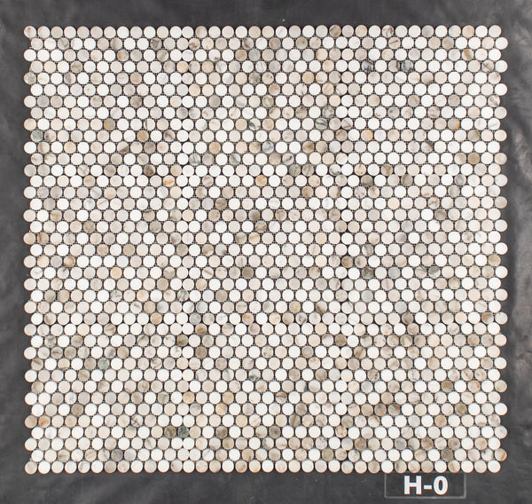 Calacatta Green 1" Rounds Mosaic Honed