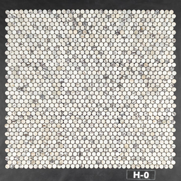 Bianco Violetta 1" Rounds Mosaic Honed