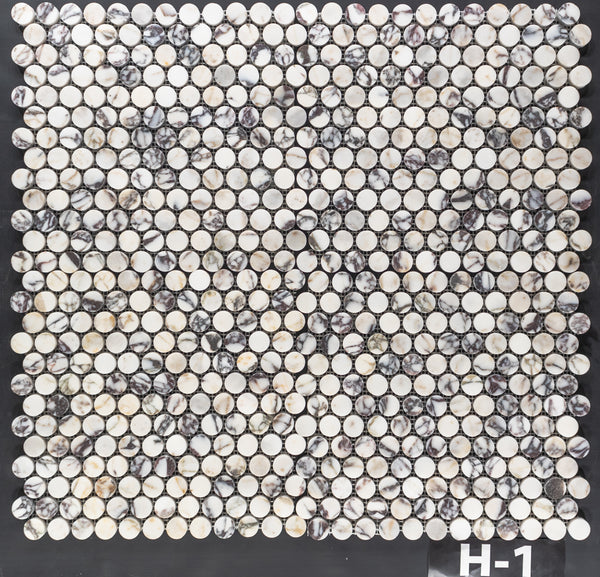 Bianco Violetta 1" Rounds Mosaic Honed