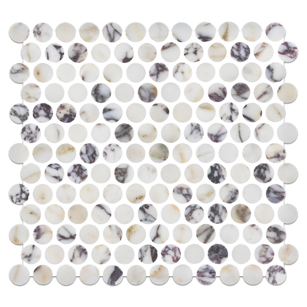 Bianco Violetta 1" Rounds Mosaic Honed