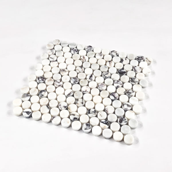 Bianco Violetta 1" Rounds Mosaic Honed
