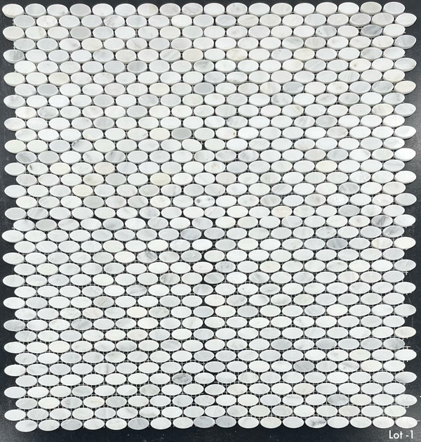 Mosaico ovalado blanco perla pulido