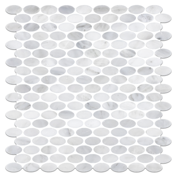 Pearl White Oval Mosaic Polished