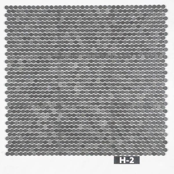 Grey Basalt 1" Rounds Mosaic Honed