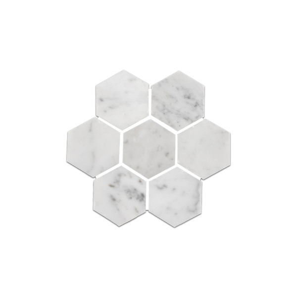 Loose Swatch - Bianco Carrara 2" Hexagon Mosaic Polished