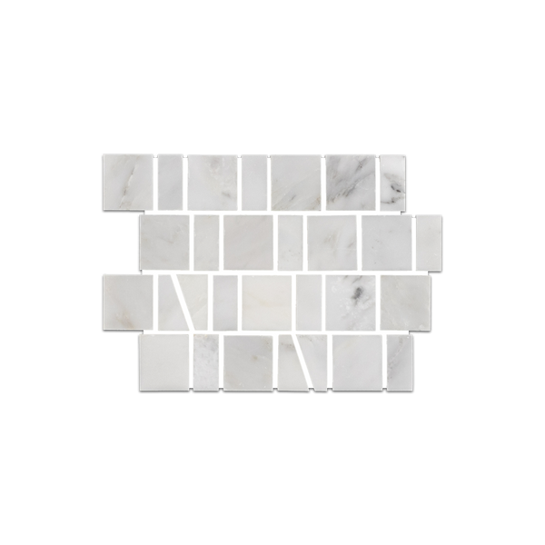 Loose Swatch - Pearl White Random Broken Joint Mosaic Honed
