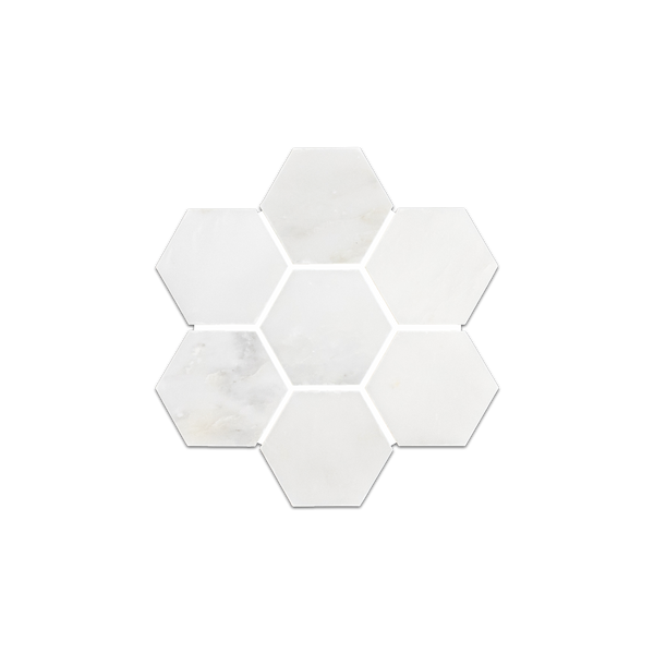 Loose Swatch - Pearl White 2" Hexagon Mosaic Polished