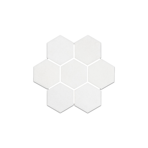 Loose Swatch - White Thassos 2" Hexagon Mosaic Honed