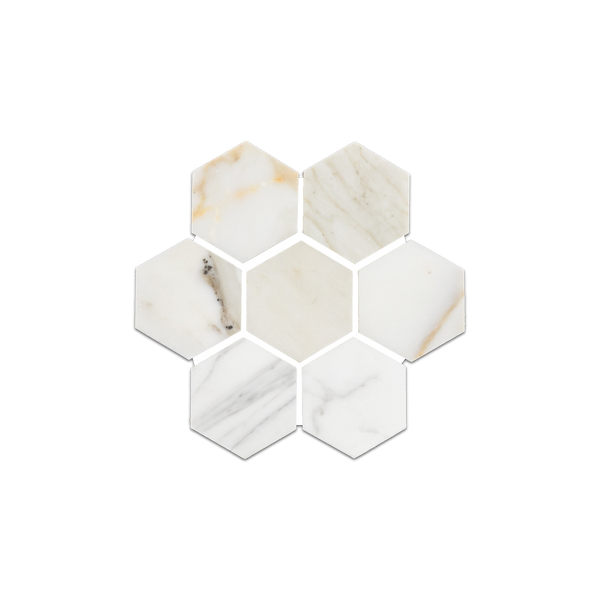 Loose Swatch - Calacatta Gold 2" Hexagon Mosaic Honed