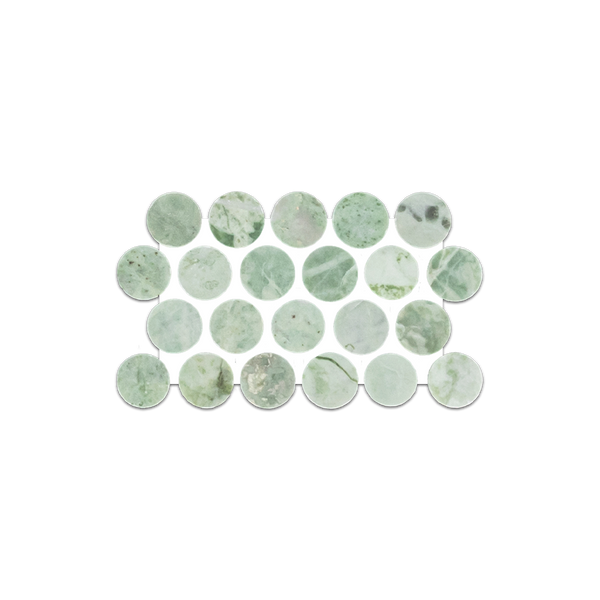 Loose Swatch - Emerald Green 1" Rounds Mosaic Honed
