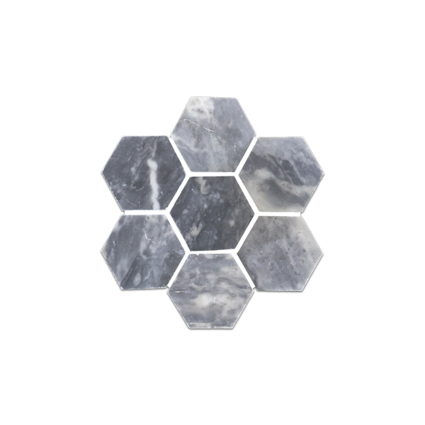 Loose Swatch - Bardiglio Nuvolato 2" Hexagon Mosaic Honed