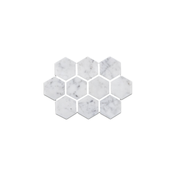 Muestra suelta - Bianco Carrara 1 1/4" Mosaico hexagonal pulido