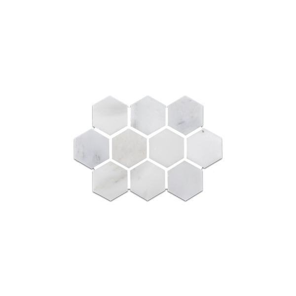 Loose Swatch - Pearl White 1 1/4" Hexagon Mosaic Honed