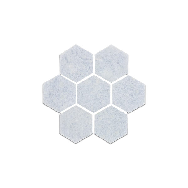 Muestra suelta - Mosaico hexagonal azul celeste de 2" pulido