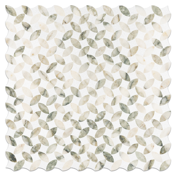 White Thassos & Calacatta Green Twilight Mosaic Honed