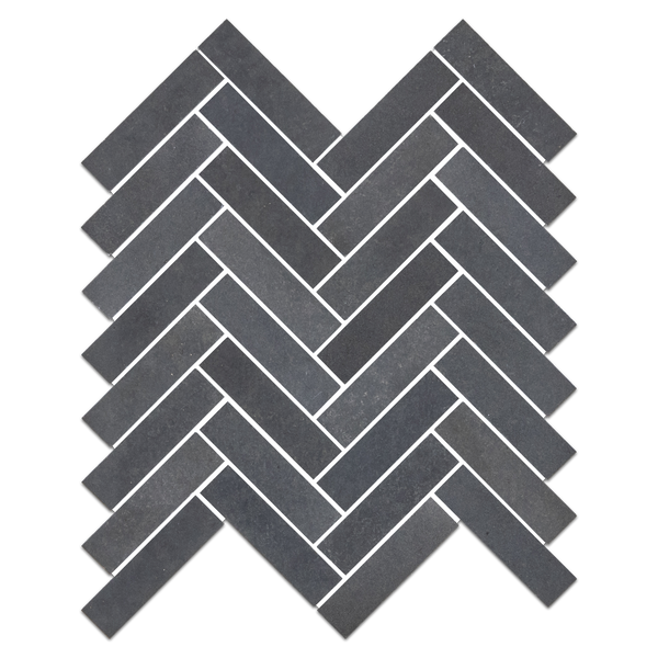 Grey Basalt 1" x 4" Herringbone Mosaic Honed