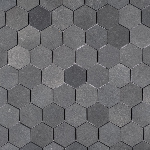 Grey Basalt 2" Hexagon Mosaic Honed