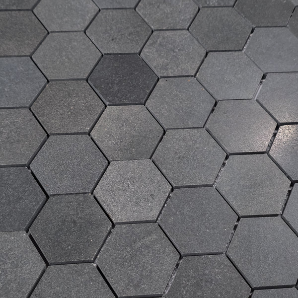 Grey Basalt 2" Hexagon Mosaic Honed