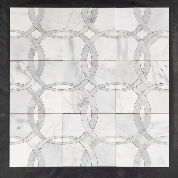 Pearl White Ribbon with Mystic Gray Waterjet Polished