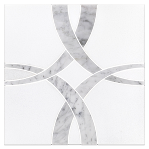 Crystal White Ribbon with Bianco Carrara Waterjet Polished