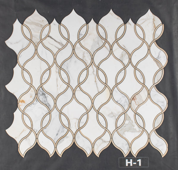 Calacatta Gold Tulip with Crema Marfil Waterjet Honed