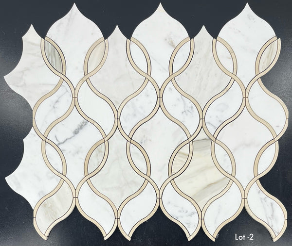 Calacatta Gold Tulip with Crema Marfil Waterjet Honed