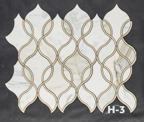 Calacatta Gold Tulip with Crema Marfil Waterjet Honed