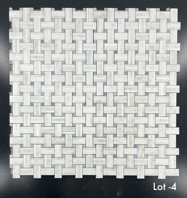 Tri-Weave blanco perla con mosaico de puntos gris Pacífico de 3/8" pulido