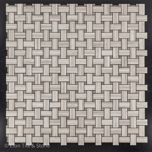 Beachwood Tri-Weave con mosaico de puntos Driftwood de 3/8" pulido