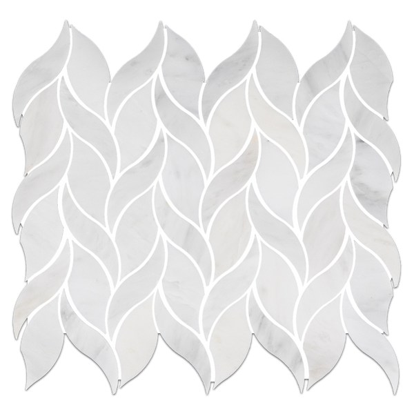 Mosaico de pétalos blanco perla pulido