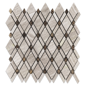 Beachwood Petite Lattice w/ Dark Emperador Dot Mosaic Honed (0.78sf) - Elon Tile