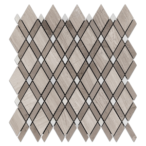 Beachwood Petite Lattice w/ Driftwood Bar/ White Dot Mosaic Honed (0.78 sf) - Elon Tile