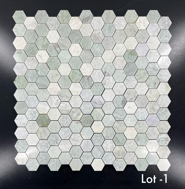 **LIMITED STOCK** Ming Green 2" Hexagon Mosaic Polished