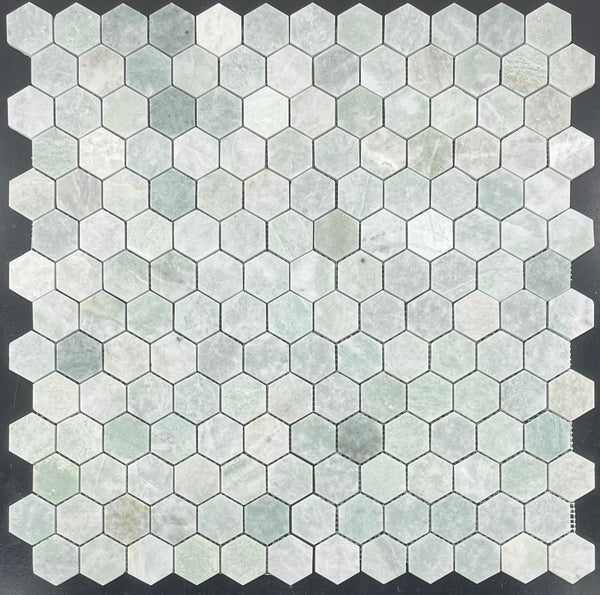 **LIMITED STOCK** Ming Green 2" Hexagon Mosaic Polished
